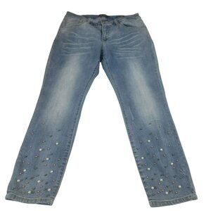 Nanette Hamilton Skinny Jeans, Women 14, Light Wash Blue Denim, Pearl Accent,GUC